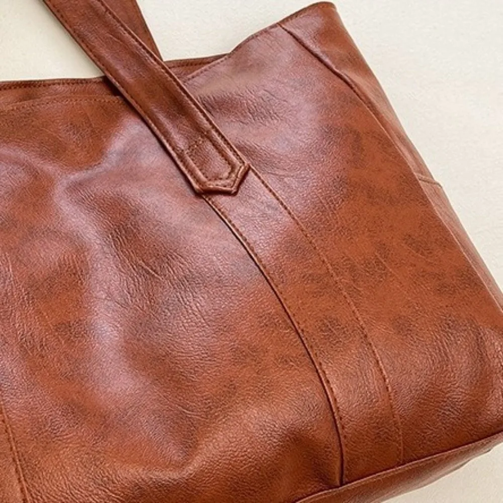 Practical Minimalist Women's Shoulder Bag PU Light Luxury Commuting Handbag Solid Color Elegant Soft Leather Bag Work