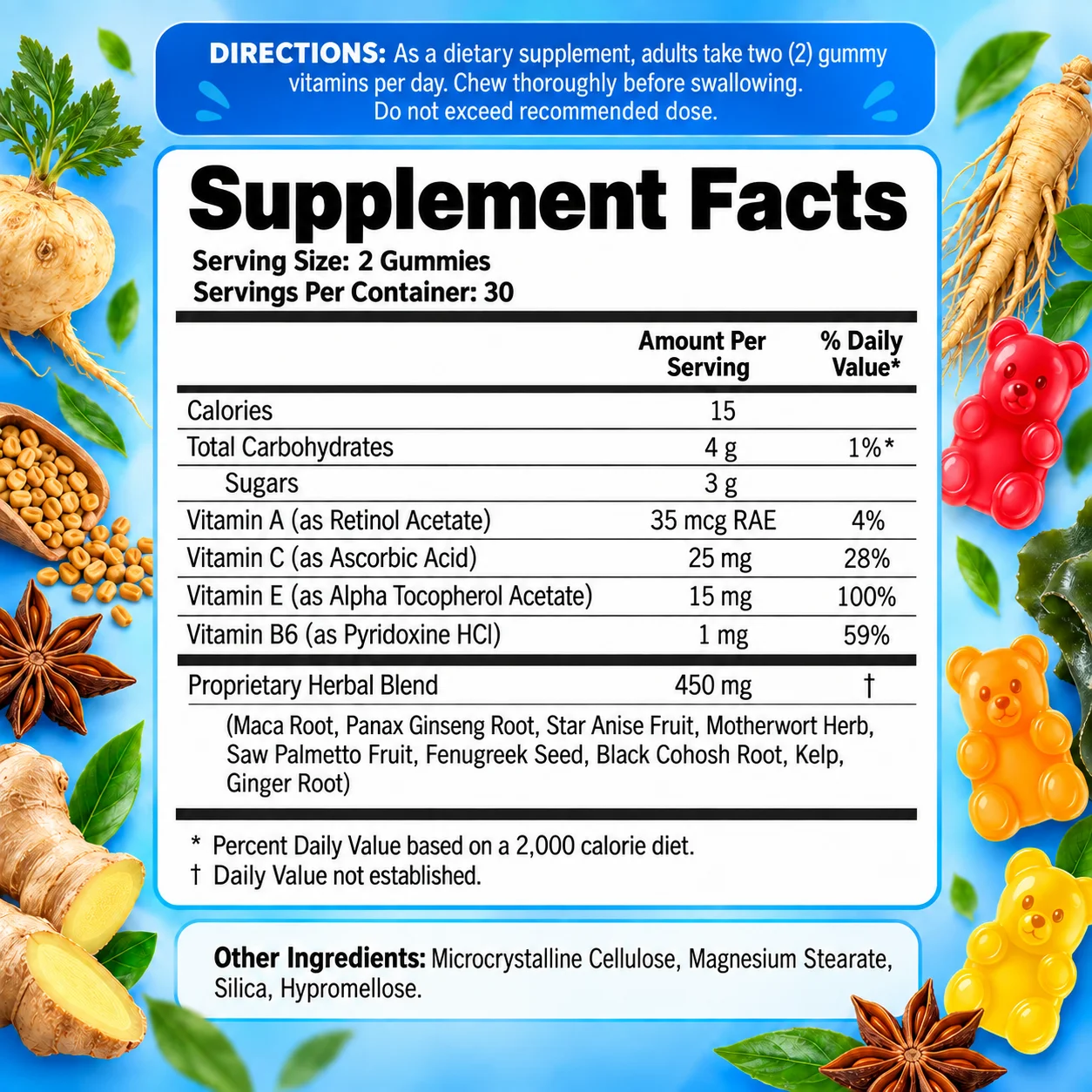 Gummy Vitamins - Support Brain and Overall Health, Improve Memory and Concentration, Provides Energy, Enhance Immunity
