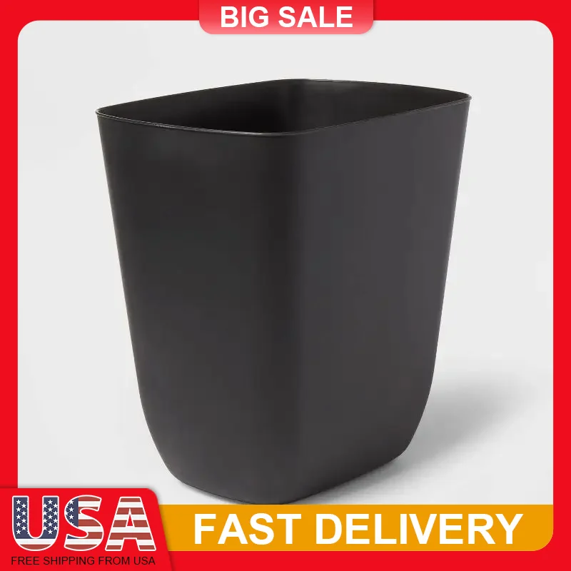 

3 Gallon Open Top Waste Basket Compact Rectangular Plastic Trash Can for Bathroom Vanity Bedroom Small Space