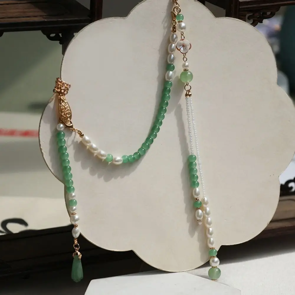 Imitation Pearl Women Hanfu Ornament Fashion Jewelry Long Hanging Tassel Chinese Style Brooch Alloy Cheongsam Pressed Lapel