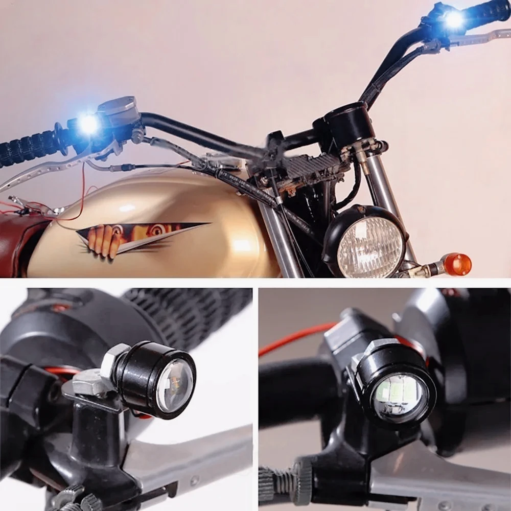 ZZ-2pcs Motorcycle Eagle Eye Lights Multi Color LED Signal Lamp Warning Brake Strobe Flash Fog Light Spotlight 12V Headlight
