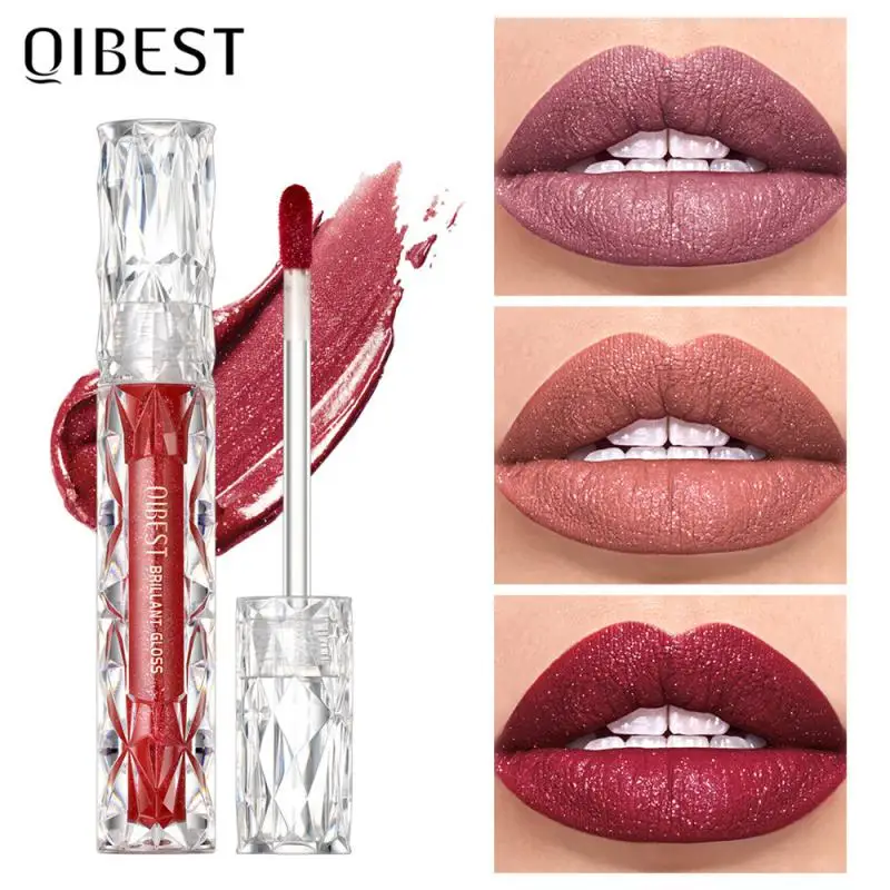 Qibest Vloeibare Lippenstift Hydraterende Langdurige Paarse Sprankelende Waterdichte Lipgloss Cosmetica Matte Glitter Lippenstift