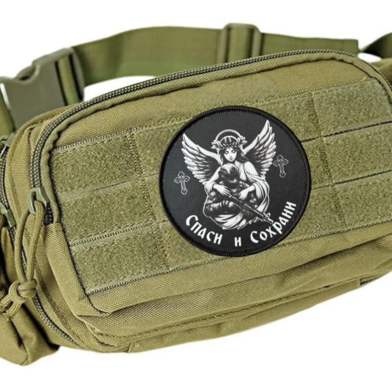 Parche táctico impreso ángel guardián – Amuleto velcro para mochila - imagen 3