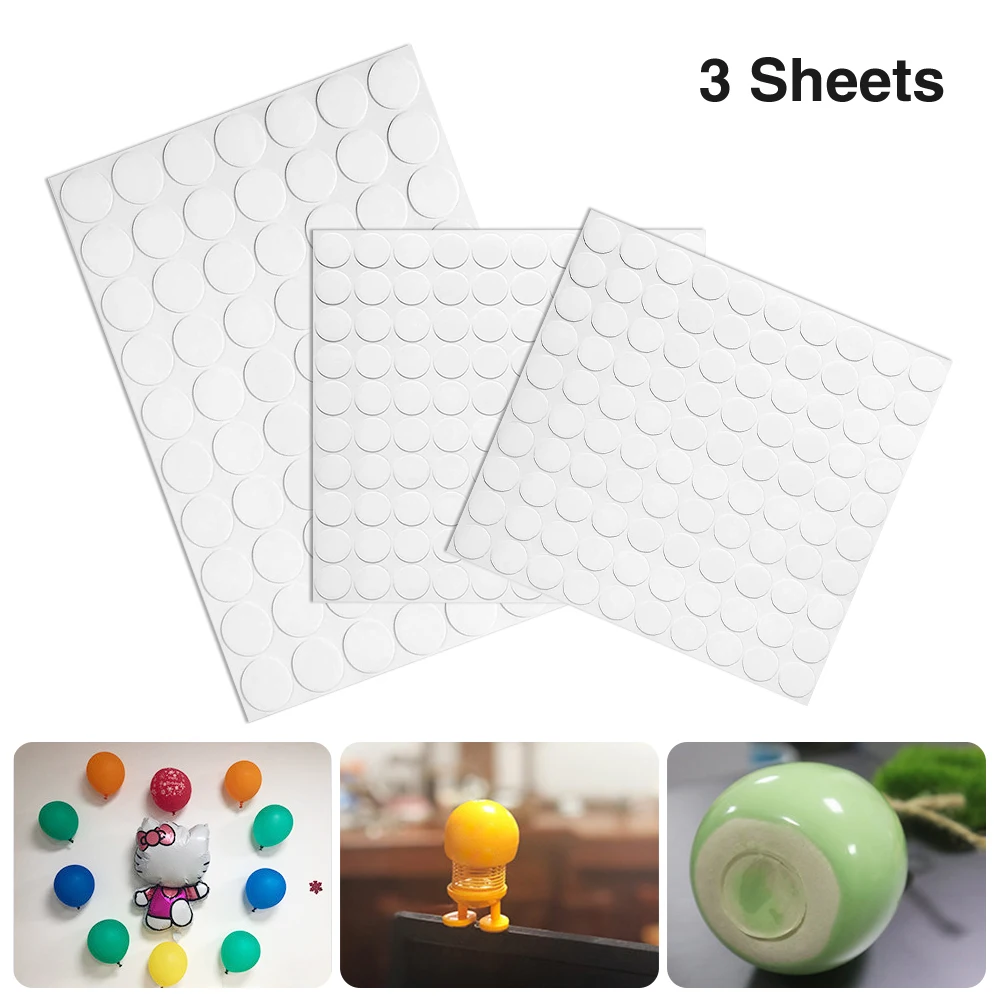 مجموعة ملصقات نقطة قابلة للإزالة مقاومة للماء ، شفافة ، معجون ، بالونات حفلات ، تثبيت مغلف ، إحكام الغلق ، على الوجهين ، زفاف ، 3 ملاءات ،