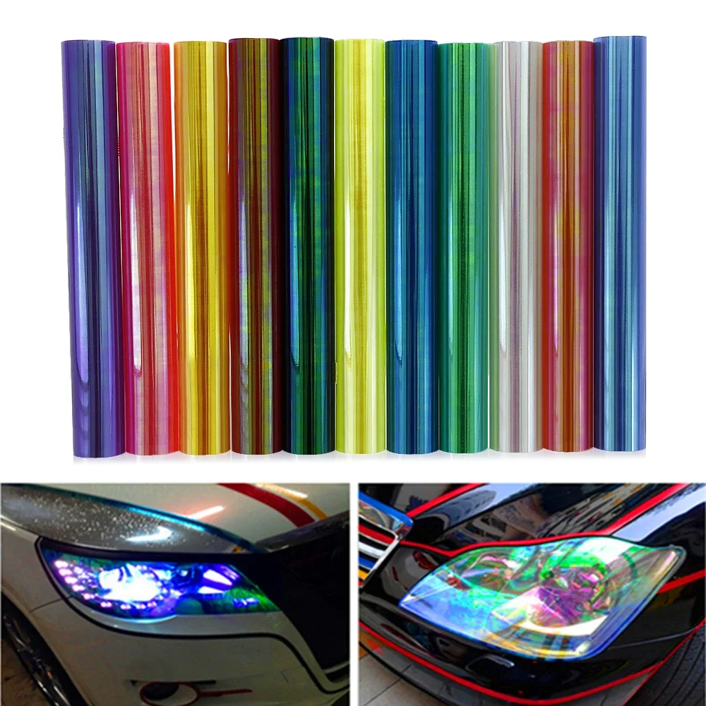 120*30cm Shiny Chameleon Auto Car Styling Headlights Taillights Translucent Film Lights Turned Change Color Car Film Stickers