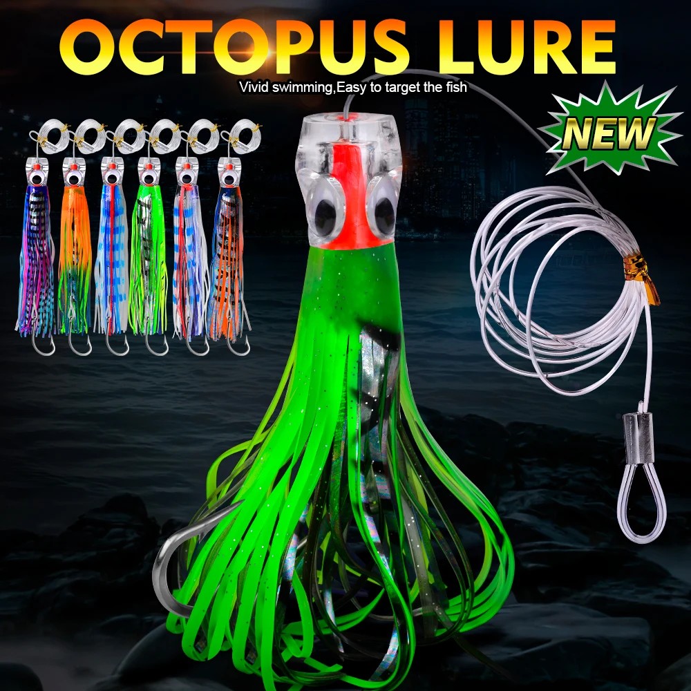 Proberos Set of 6 pcs 9/8.7/6.7/6 inch Trolling Lure Marlin Tuna Dolphin Shark Big Game Deep Sea Fishing Lures Included Mesh Bag