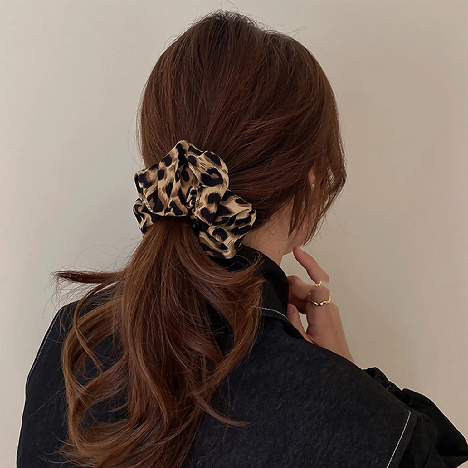 Korean Large Leopard Scrunchie For Women Elastic Hair Bands Simple Vintage Hair Rope Ties Headwear Girls Hair Accessories