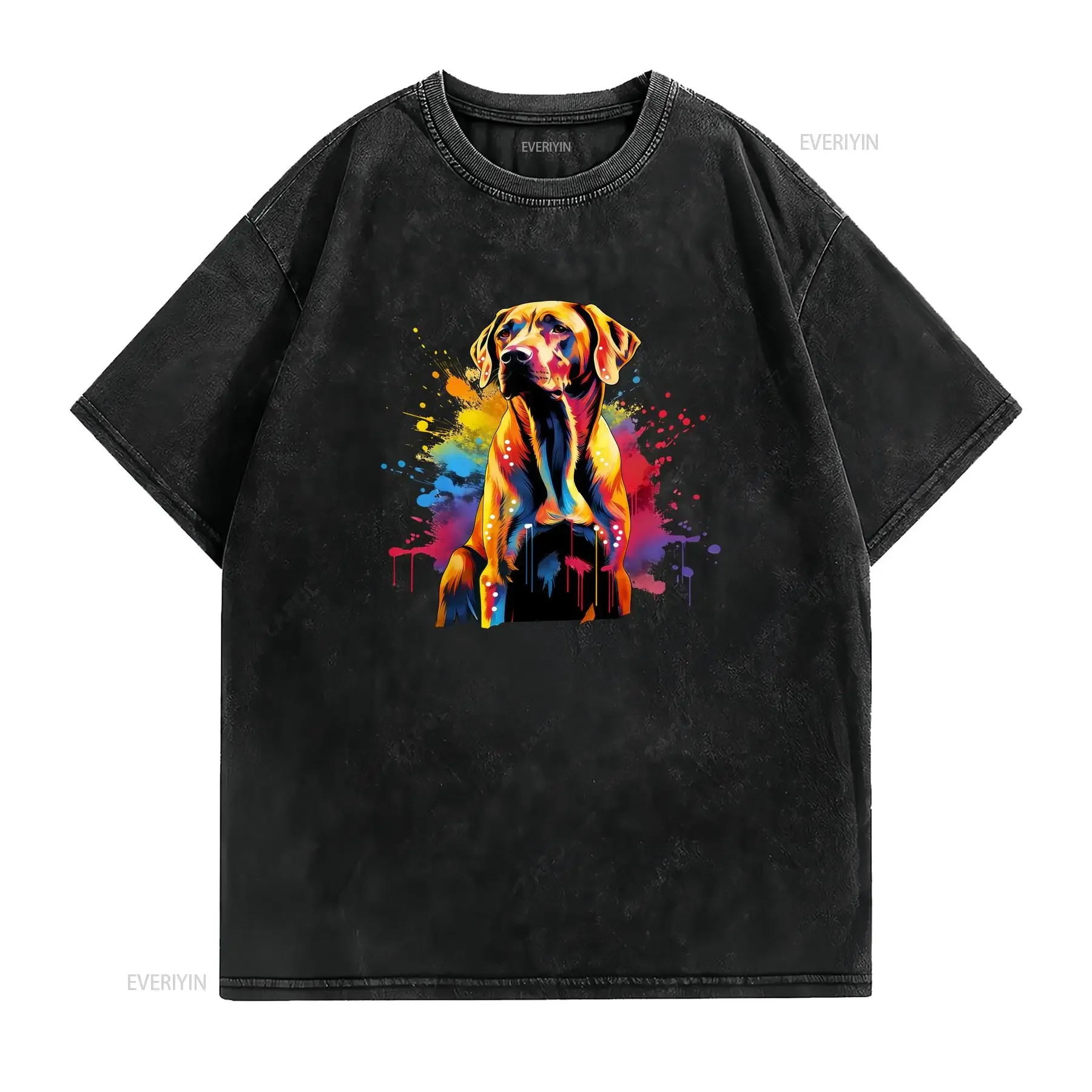 Rhodesian Ridgeback Apparel Cute Dog on T Shirt  vintage Washed Top For Everyday Wear Comfortable Casual streetwear Soft