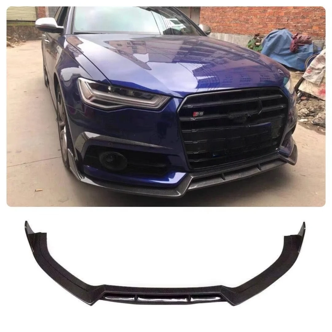 YOMDO A6 C7.5 S6 Real Carbon Fiber Front Bumper Lip Spoiler Bottom Lip Body Kit for  A6 C7.5 S LINE S6 2016-2019