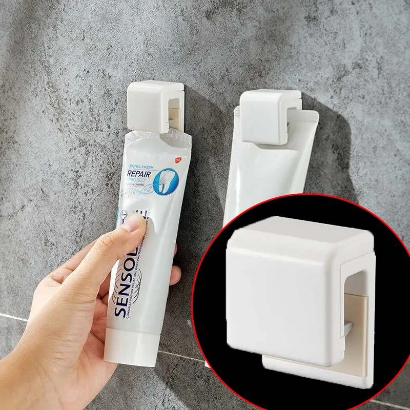 

Wall-Mounted Toothpaste Storage Clip, Punch-Free, Rack, Cleanser, Bathroom, Toilet