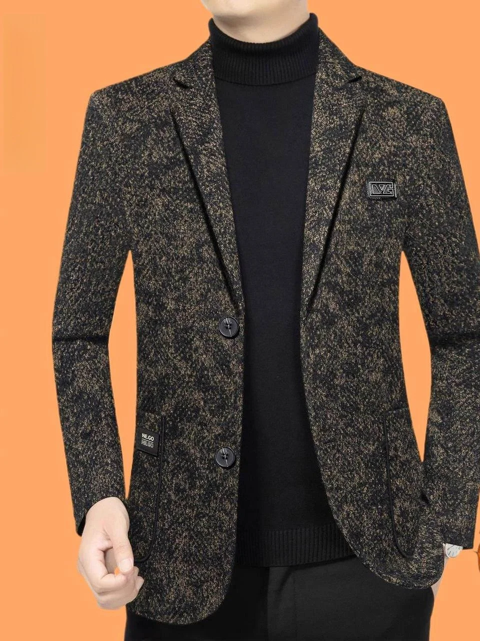 

Повседневный шикарный мужской пиджак в стиле для мужчин среднего возраста, осенняя новинка, легкий, модный, с длинным рукавом, на двух пуговицах, однобортный