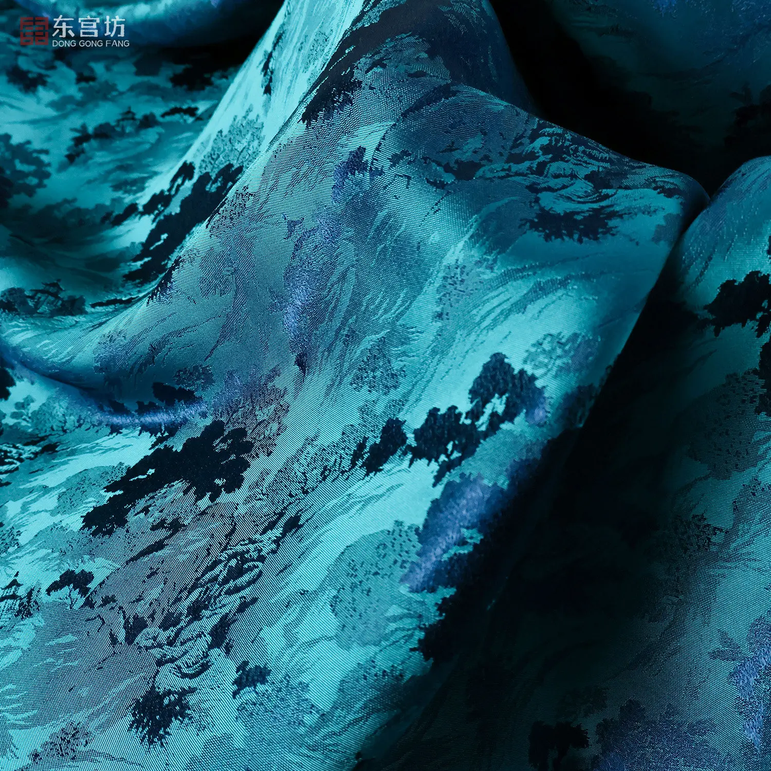21 Momme Silk Blue Green Multi-Color Two-Color HAILANG Dark Jacquard Satin Fabric Cheongsam Cloth