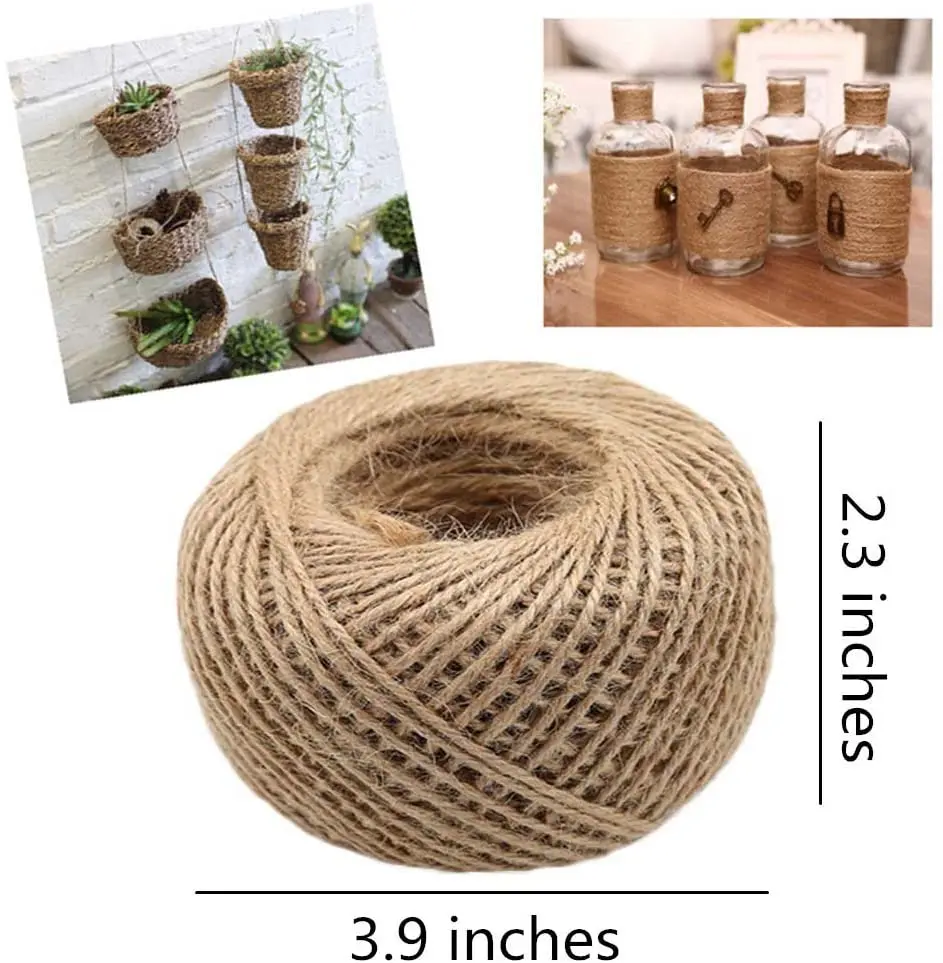 1MM 2MM Natural Vintage Jute Rope Cord String Twine Burlap DIY Crafts Gift Wrapping Jute Hemp Gardening Wedding Party Decoration