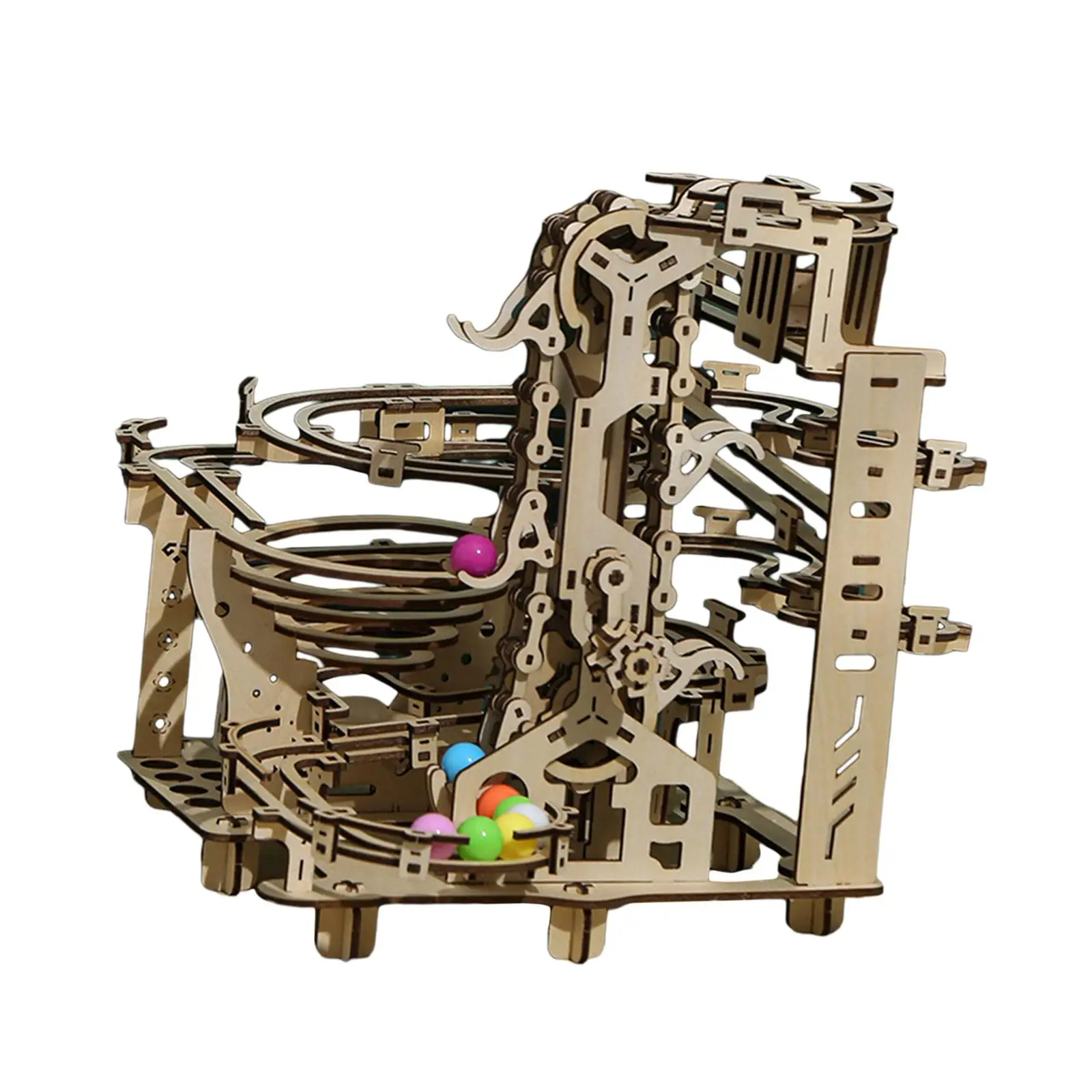 Marble Run Model Brain Teaser Crafts 3D Wooden Puzzle Mechanical Gear Kits Roller Coaster for Valentines Day Hobbyist Home Decor