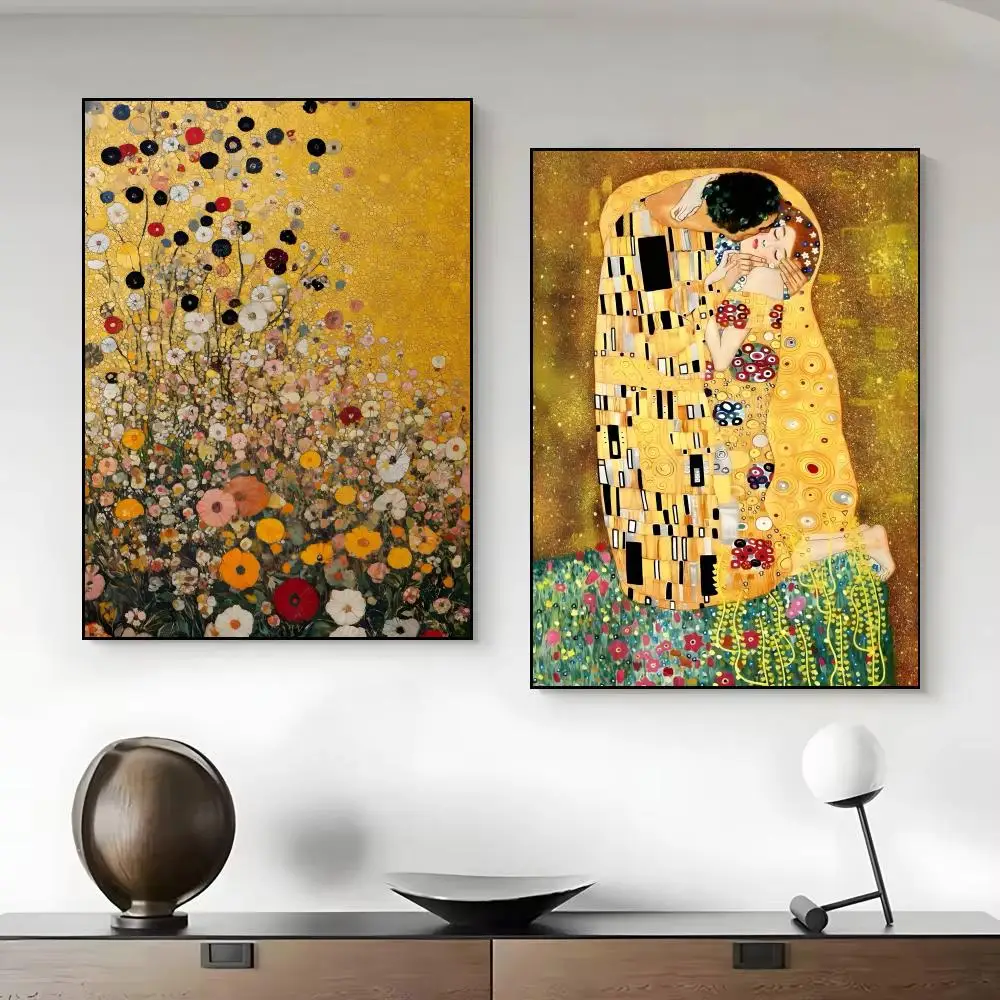 Art G-Gustav Klimt Poster Framed Canvas Wall Art Print for Office Dining Room Bathroom Wall Decor