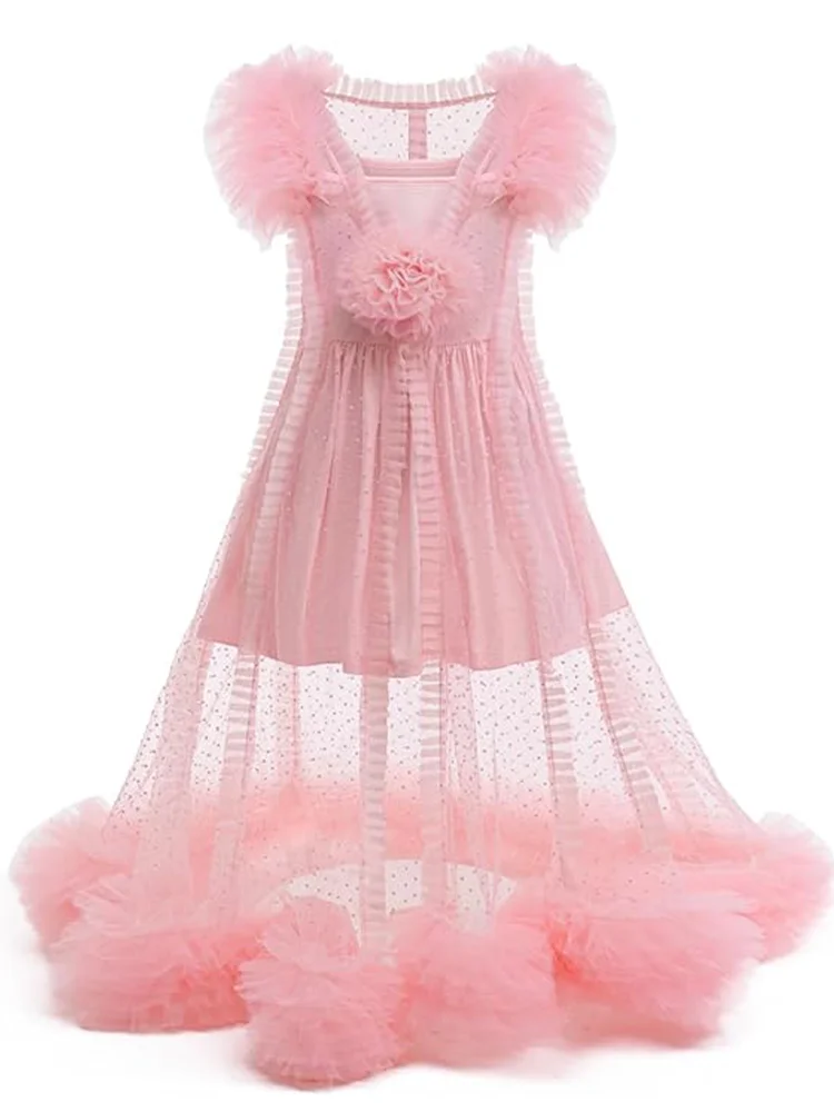 أزياء وإكسسوارات للفتيات باللون الوردي المقسم من Glinda للفتيات بعمر 3-12 سنة فساتين خرافية ملابس كرنفال الرسوم المتحركة للعام الجديد