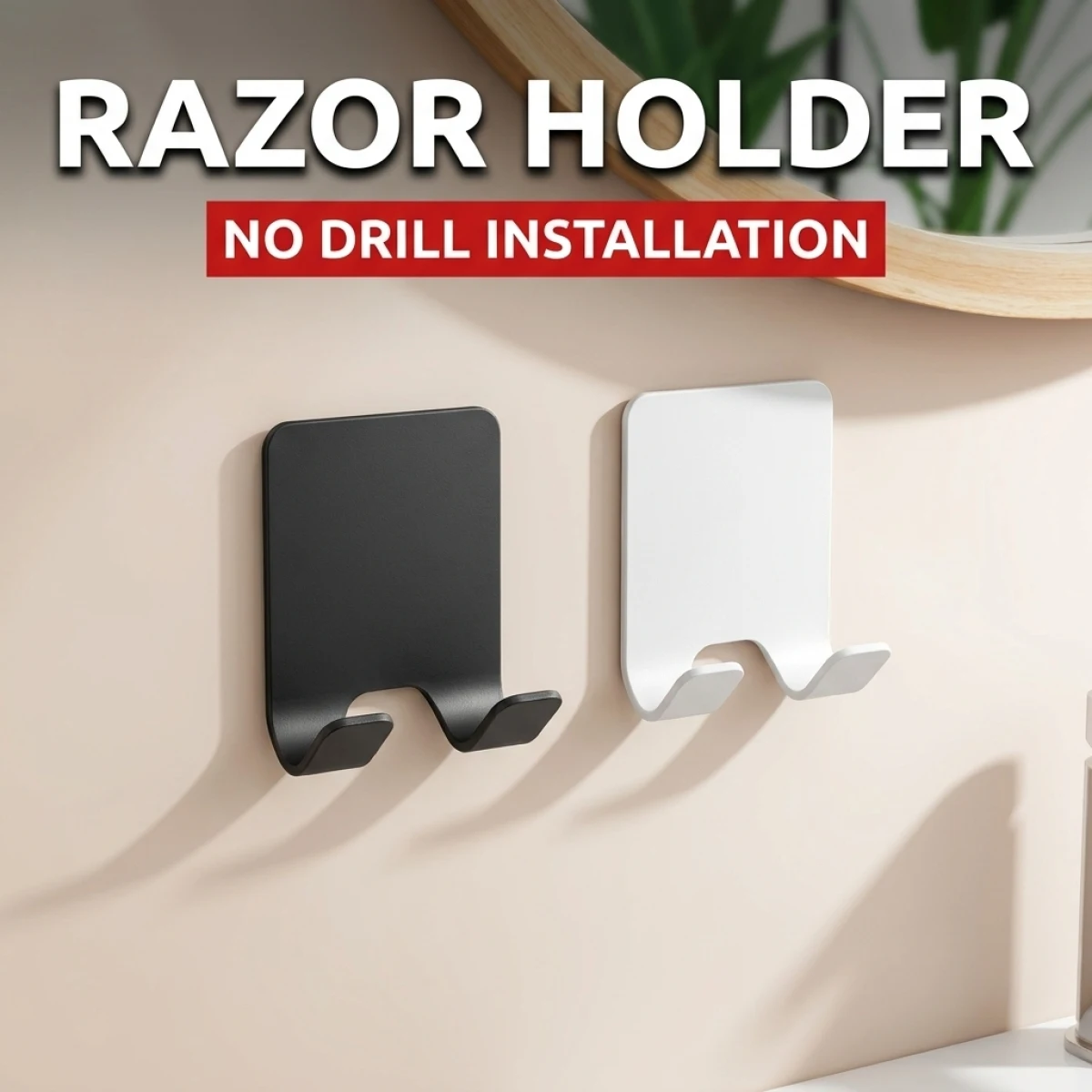 Best Razor Holder for Bathroom–Drill Free, Waterproof,Drop Proof, Damage Free Wall Mount, Shaver Caddy with Drainage