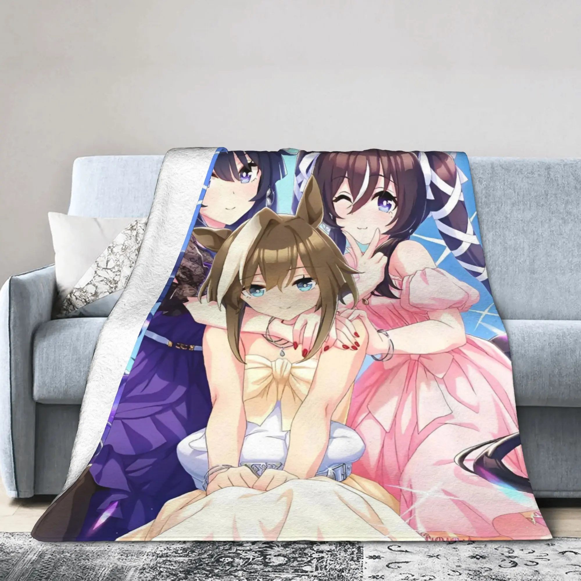 Umamusume Pretty Derby Anime Fleece Throw Blankets Lovely Blanket for Bedding Car Warm Bedroom Quilt