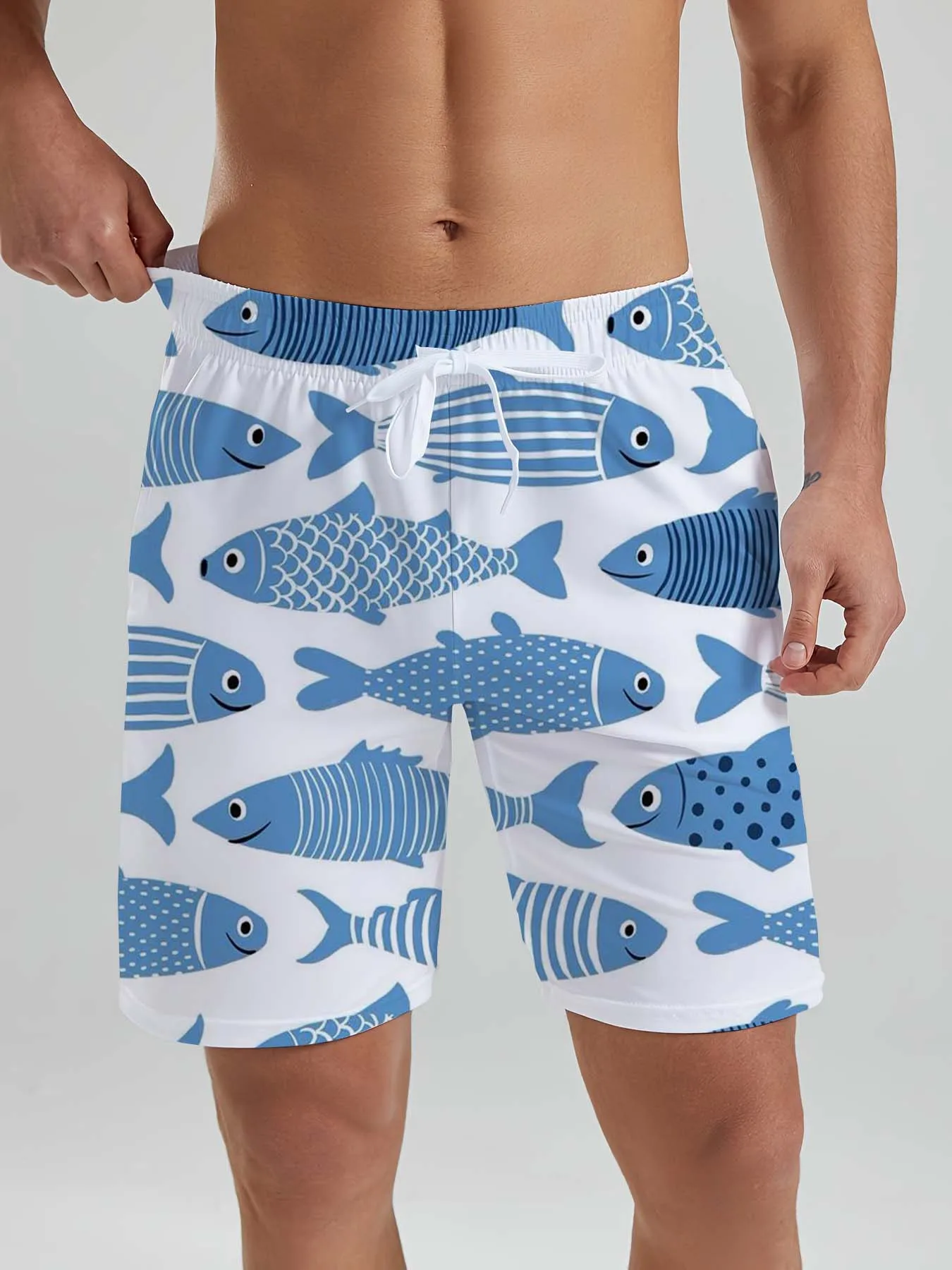 Hawaiian sea fish pattern 3D Printed men's Beach Shorts men's Shorts Summer Swin Trunks Vacation marine organism men's Clothes