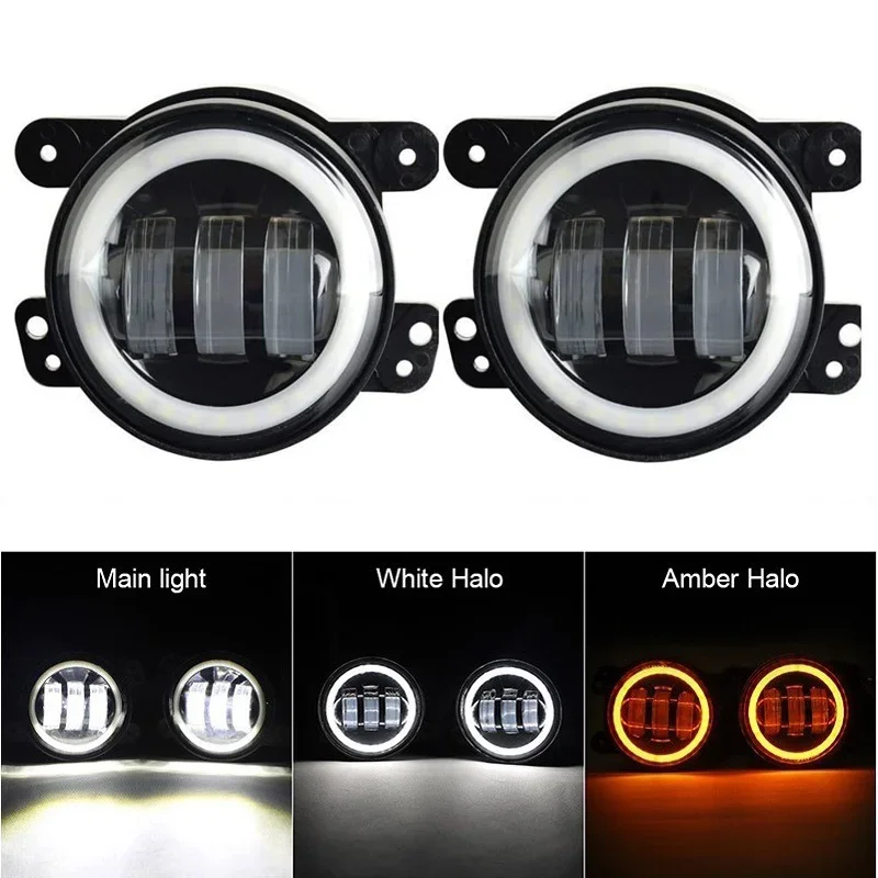 180W 4 Inch Angel Eyes LED Fog Turn Signal Lamp Led Fog Lights Assembly For 2007-2015 Dodge Journey/ Off-Road 4X4