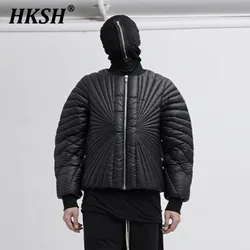 Hksh-男性と女性のためのキルティングジッパージャケット,ストリートウェア,シックなショートダウン,パッド入りコットン,ダークレイ,用途の広い,新しい,hk2421