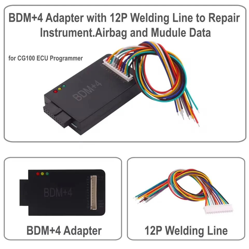 CG100 BDM+4 Adapter with 12P Welding Line Work for CG100 III Programmer to Repair Various of Intrument Airbag and Module Data