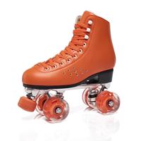 Microfiber Leather Roller Skates for Adult, Double Row, Aluminum Base Bracket, Adjustable Large Brakes, Sliding Quad Sneakers