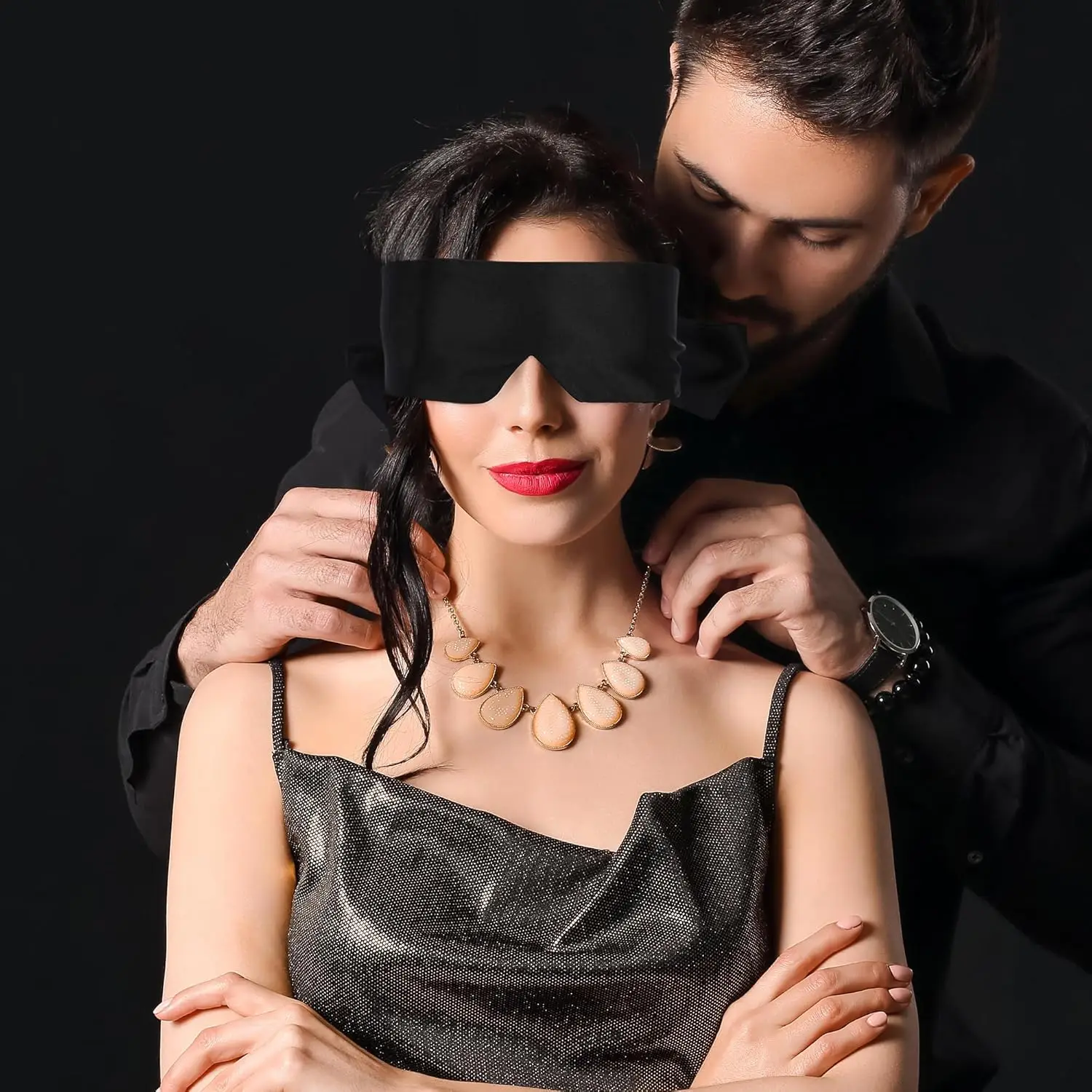 Satin Sleep Mask - Comfortable Eye Mask Blindfold for Women Men Soft Adjustable Blackout Eye Cover Shade for Night Sleeping Trav - view 3