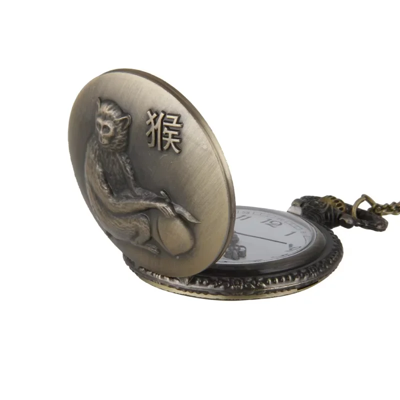Clamshell vintage queen monkey zodiac pocket watch 12 zodiac pocket watch