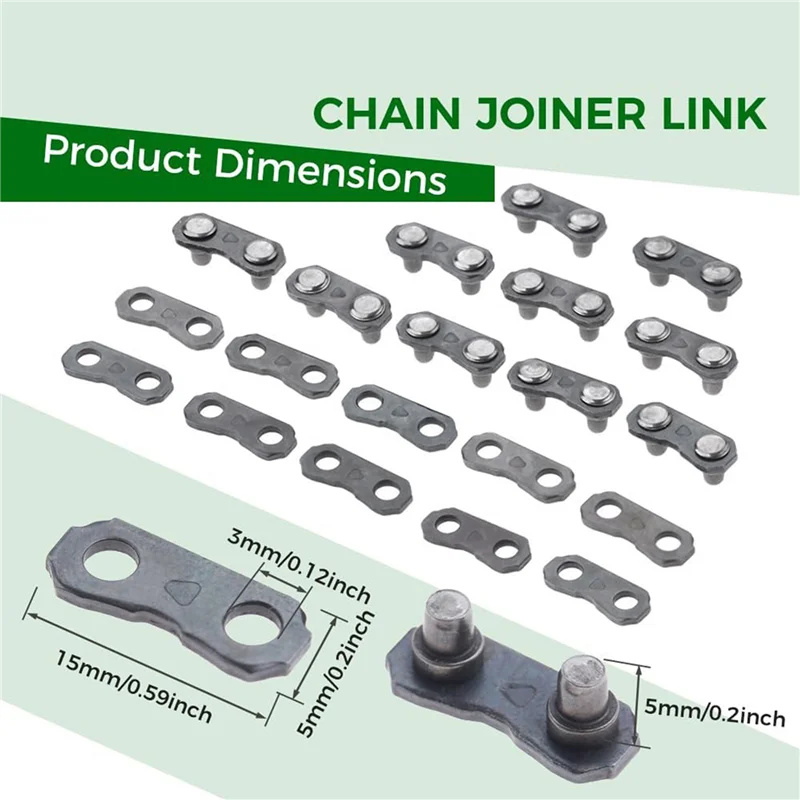 B28C-6PCS Карманный выключатель для бензопилы, набор инструментов для ремонта цепной пилы с 20 комплектами, 0,325 дюйма, ремонт столярных звеньев цепи бензопилы