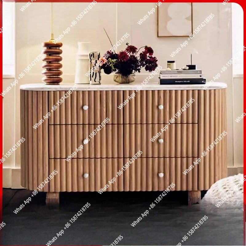 

Six-chest cabinet household bedroom, drawer storage bedside cabinet, retro living room decorative entrance cabinet