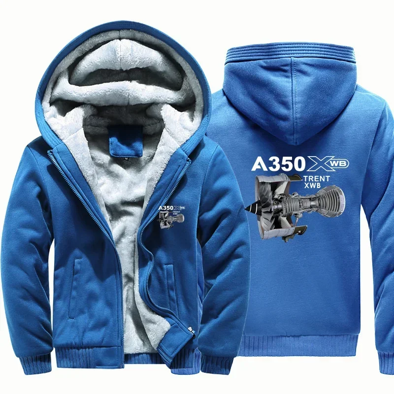 

A350 & Trent Wxb Engine Fleece Warm Wool Aviation Pilots Flight Men Coat Jackets Zipper Hooded Thick Hoodies Sweatshirts