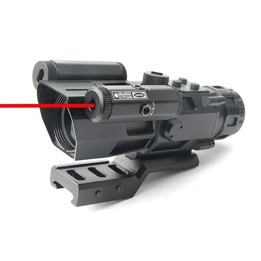 

Quick Acquisition Ranging Reticle Compact 4X32 Telescopic Prism Sight with Laser Hang up Equipped Combo Weapon Scope