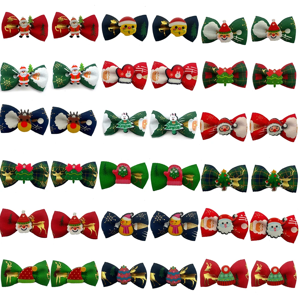 10/20Pcs Christmas Small Dogs Hair Accessories Pet Dog Hair Bows for Puppy Yorkshirk Xmas Dog Cat Grooming Bows Pet Supplies