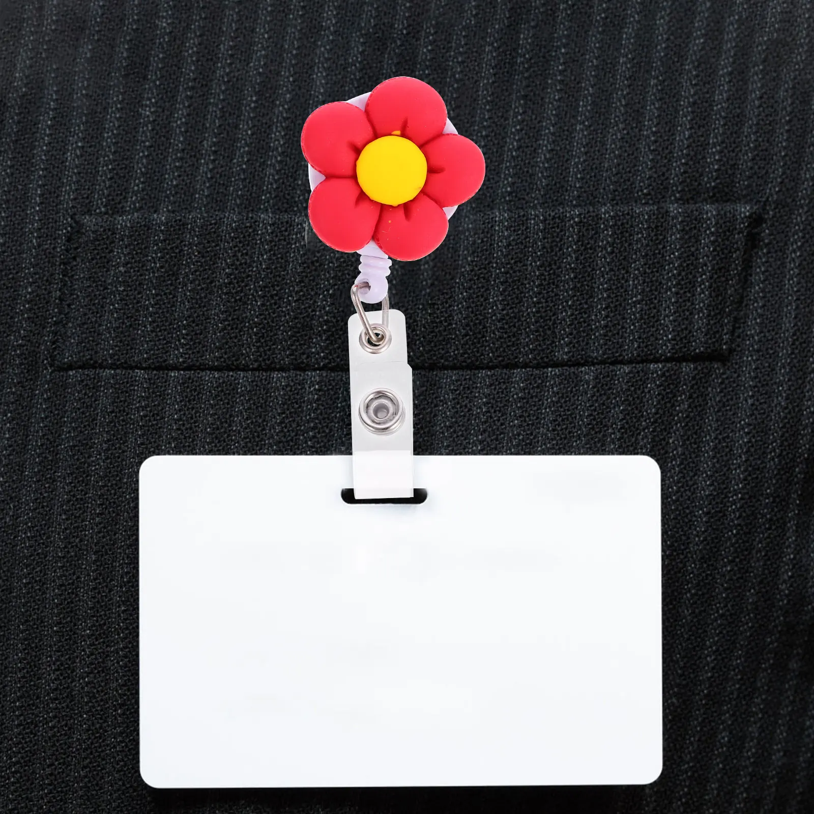 

4pcs Retractable Badge Holders Chest Card Clips Resin ID Holder Reel Clip Straps Name Tags Employee Accessories