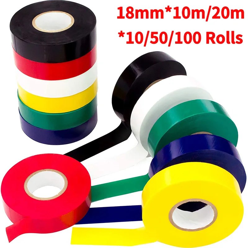 

10/50/100 Rolls 10M/20M Colored Electrical Insulation Tape,Electric Wiring Safely with Indoor/Outdoor PVC Vinyl,For Taping Needs