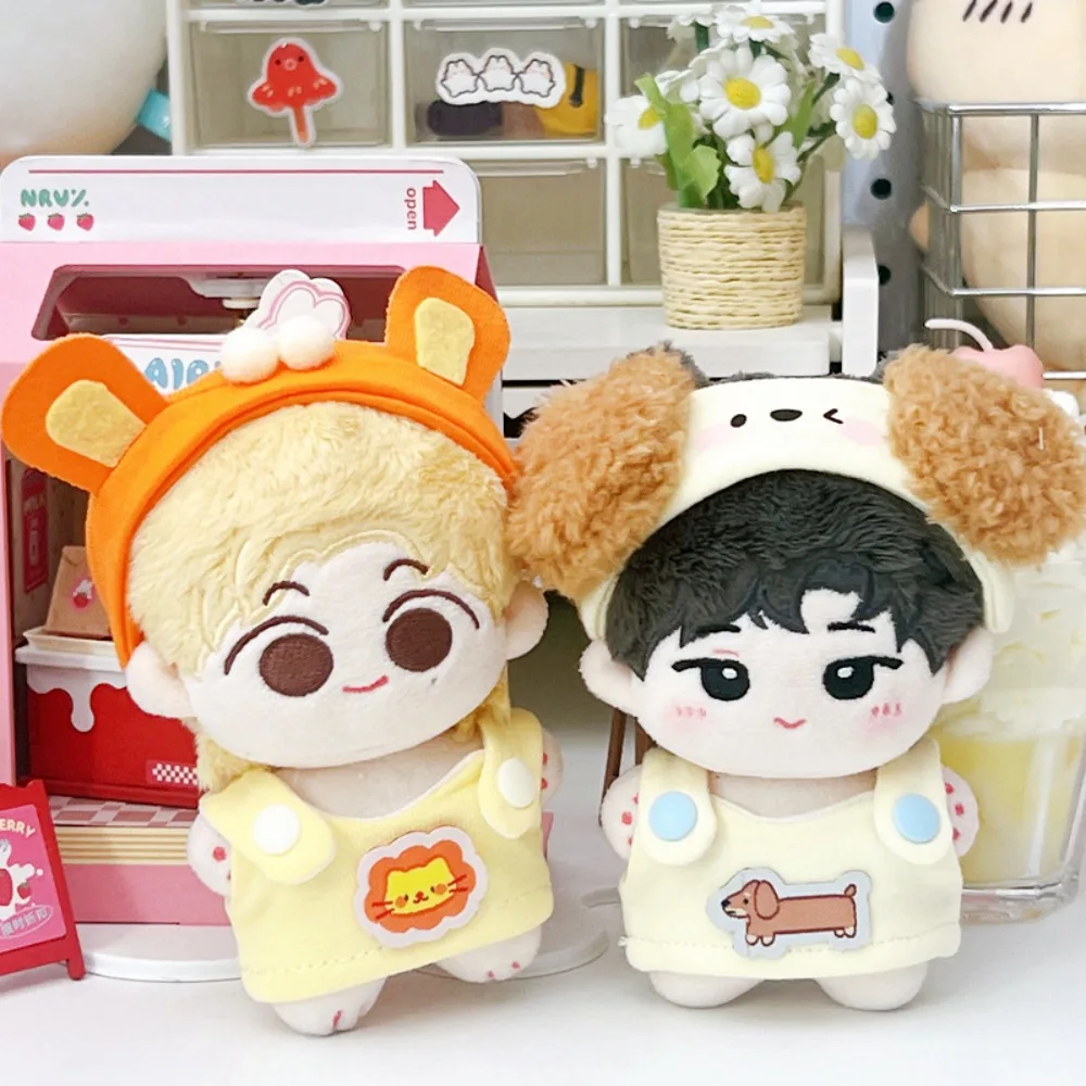 Vestido de alça 10cm roupas de boneca de algodão leão animal boneca roupas terno porco boneca vestir-se conjunto acessórios de boneca