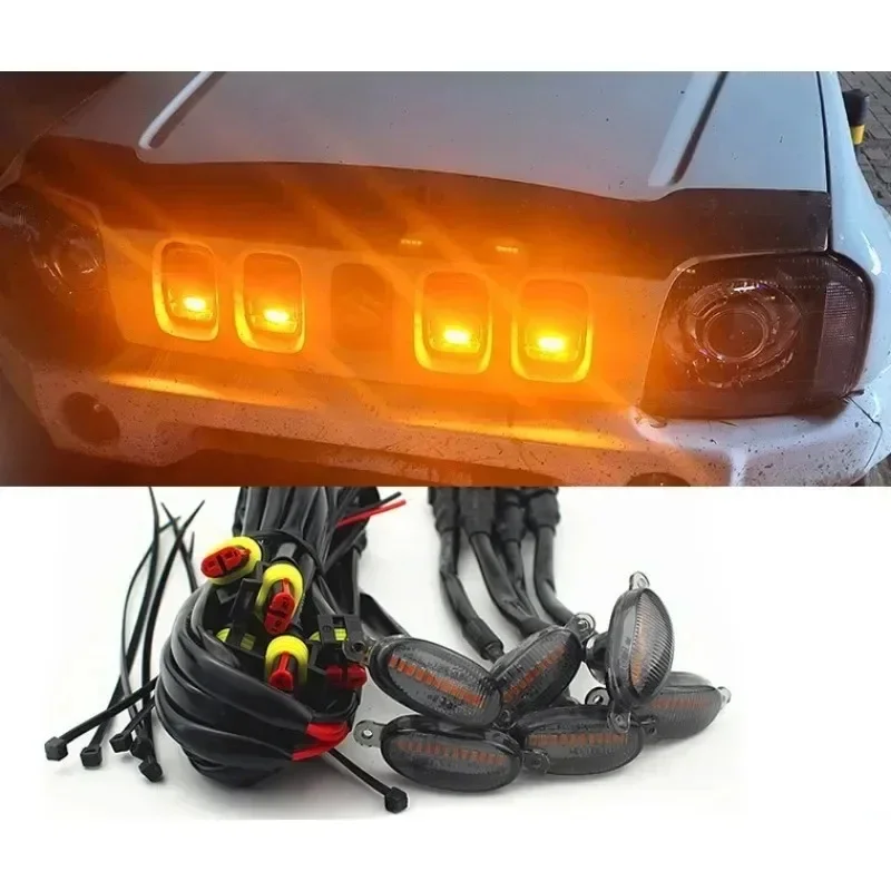 Grand Cherokee Front Grille LED Light Raptor Style Grille Light NEW 4pcs/set LED 12 Lights Front Grille Lighting for 2003-2021