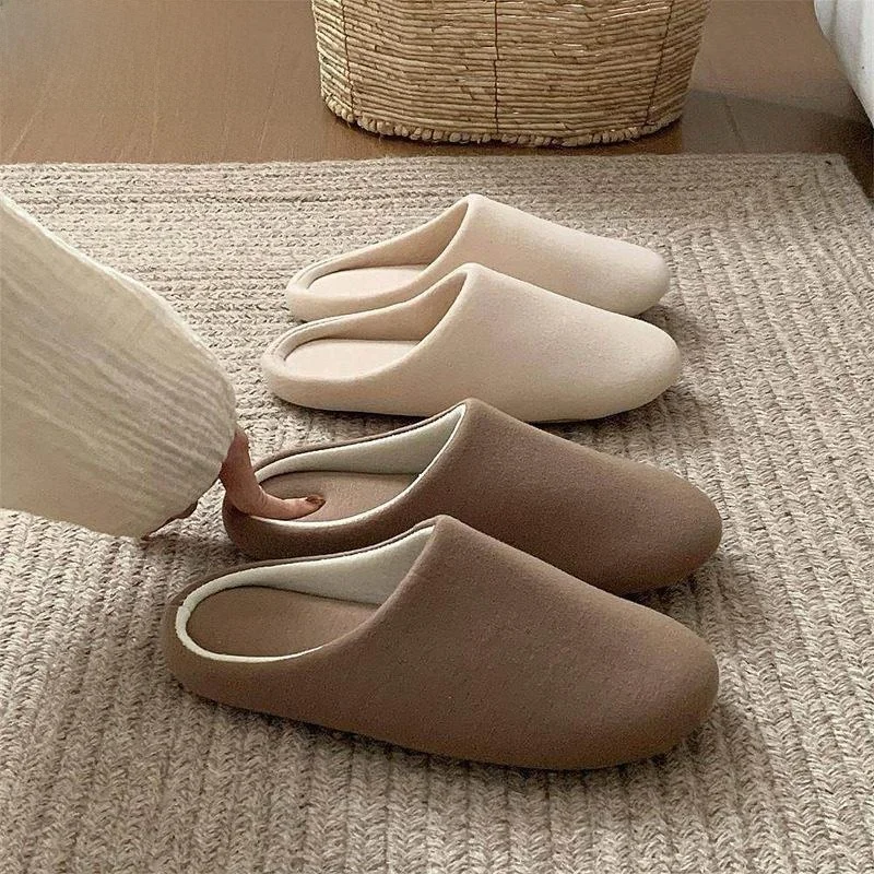 

Простые хлопковые тапочки для мужчин и женщин, парные, с бесшумной мягкой подошвой, для дома, на все сезоны.