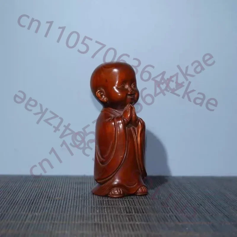 Hand-Carved Boxwood Little Monk Statue - 3.23