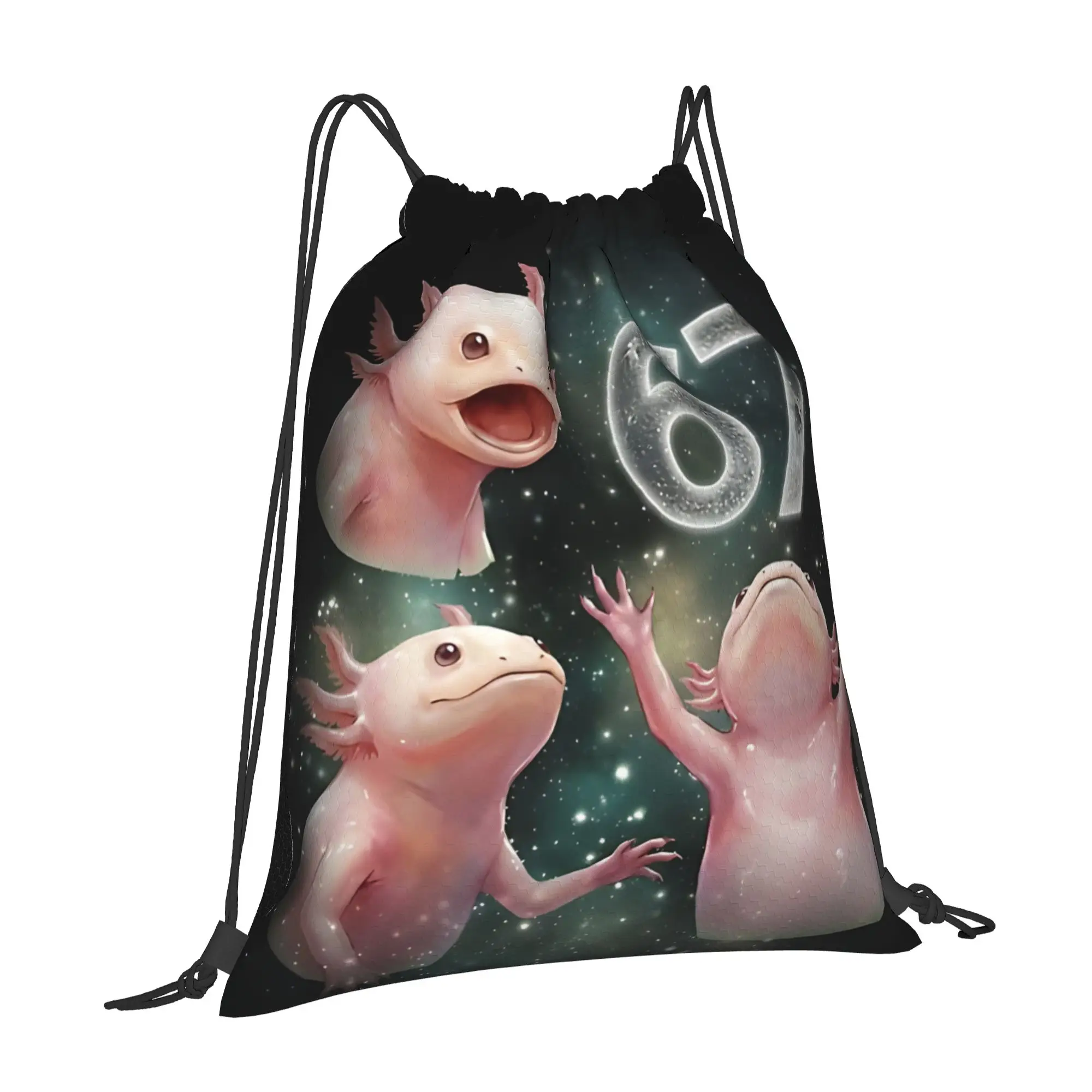 Cute Axolotl 67 6 7 Birthday 67 Drawstring Bags Hiking Unisex Storage Organize Bundle Pocket Rope Bag