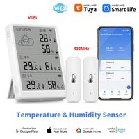Tuya WiFi RF433 Humidity Meter Indoor Temperature And Humidity Detector LED Screen APP Remote Monitoring Alarm