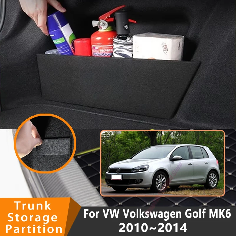 For VW For Volkswagen Golf MK6 2010~2014 2013 Car Organizer Trunk Side Partition Trunk Interior Storage Box Parts