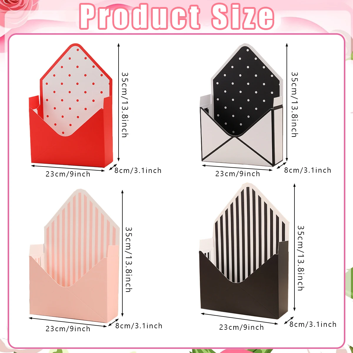 4Pcs Flower Bouquet Packaging Gift Cases Floral Envelope Boxes Paper Flower Storage Box for Wedding Birthday Mother's Day Party