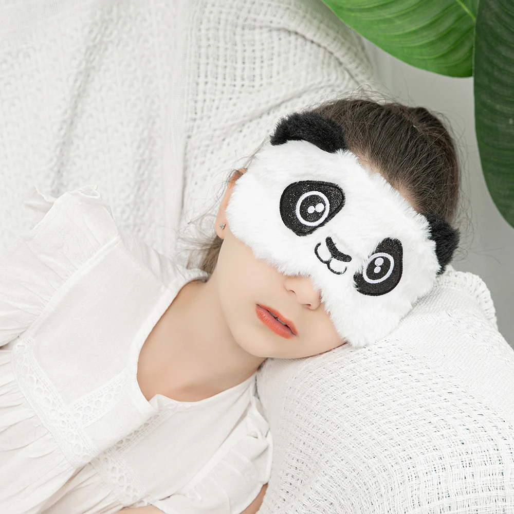 Cute Cartoon Plush Panda Sleeping Eye Mask Night Dream Eye Patches Soft Lightproof Sleep Eye Covers for Girls Boys to Sleep Well