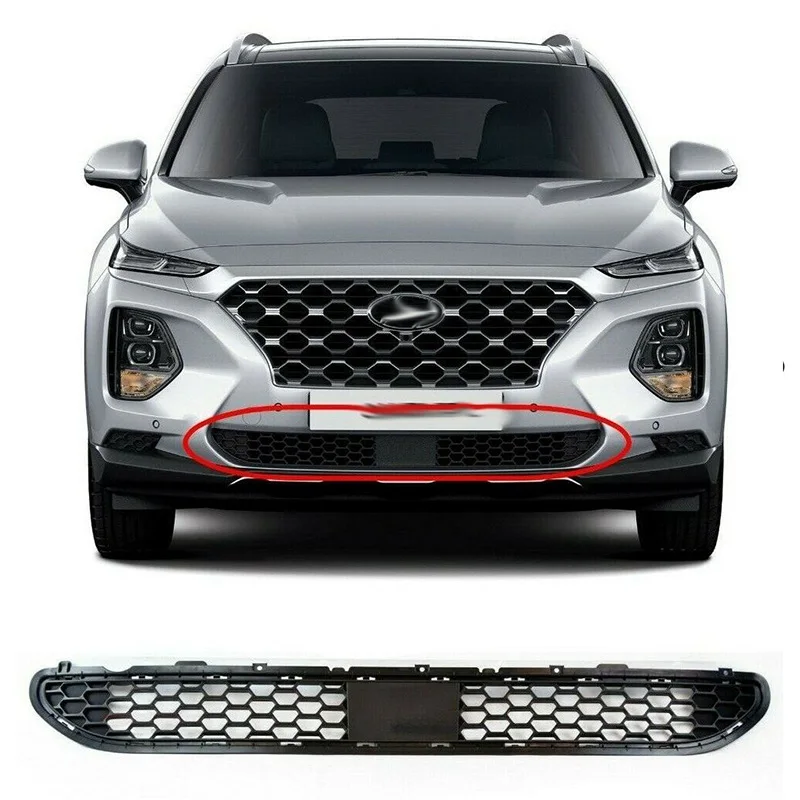 Car Body Kit Fits Hyundai Santa Fe 2019-2020 Front Bumper Lower Grille W/O Camera Black  86350-S101