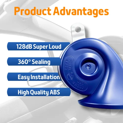 Imagen 2 del producto Universal 12V 130DB súper ruidoso impermeable coche Caracol aire camión motocicleta bocina doble tono