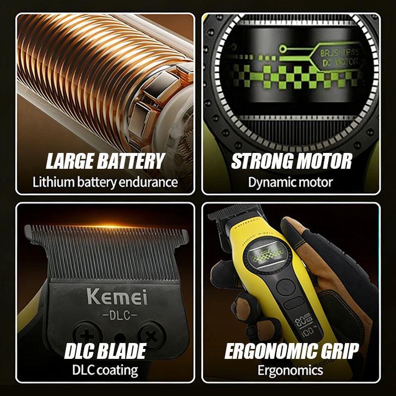 Kemei Clippers Professional Hair Clippers External Rotor Brushless