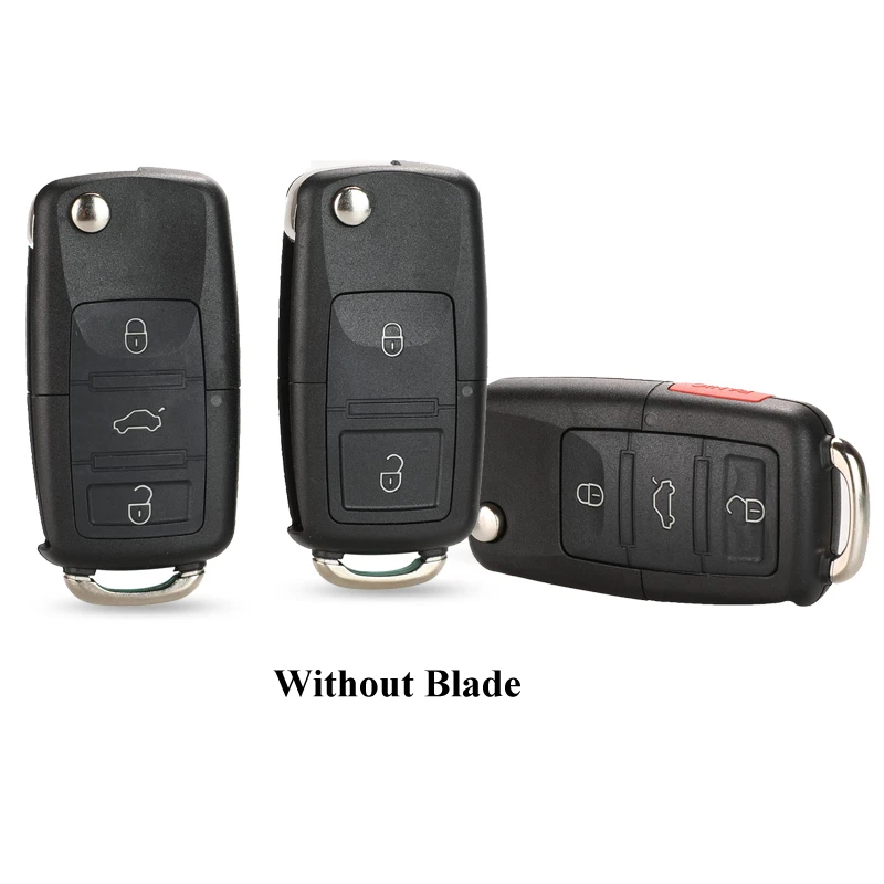 jingyuqin No Blade 2/3/4 Button Remote Flip Folding Car Key Shell for VW MK4 Bora Golf 4 5 6 Passat Polo Bora Touran