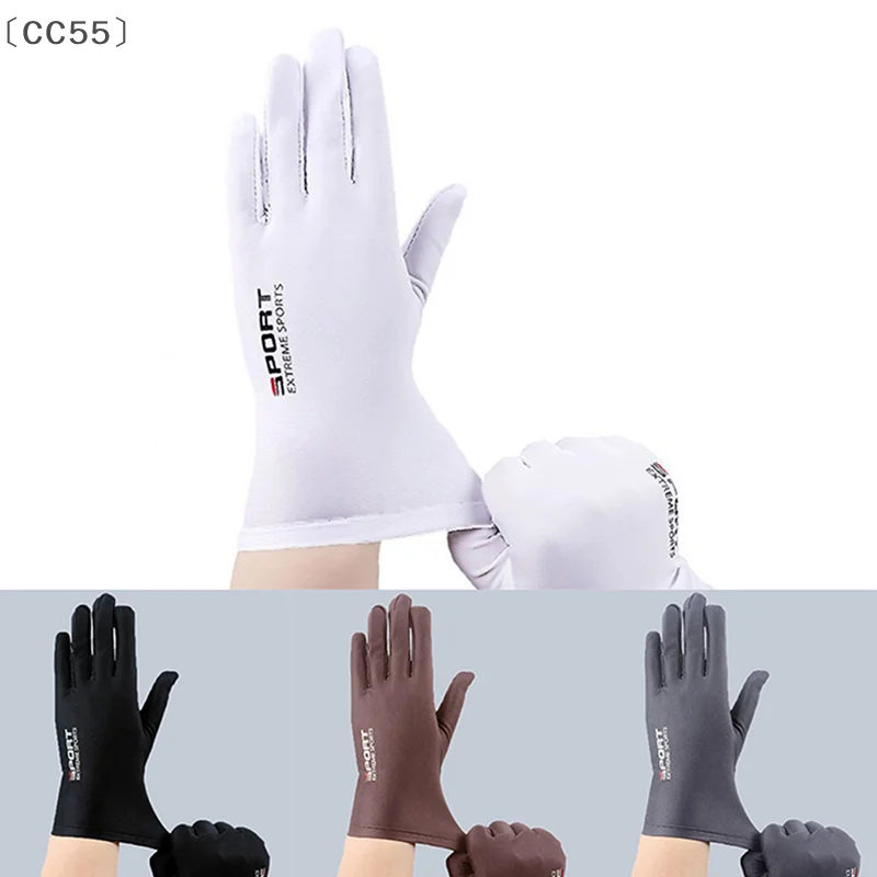 〔CC55〕Summer Gloves Men Ice Silk Sun Proction Driving Glove Fishing Gloves Breathable Cycling Hiking Glove Full Finger Gloves